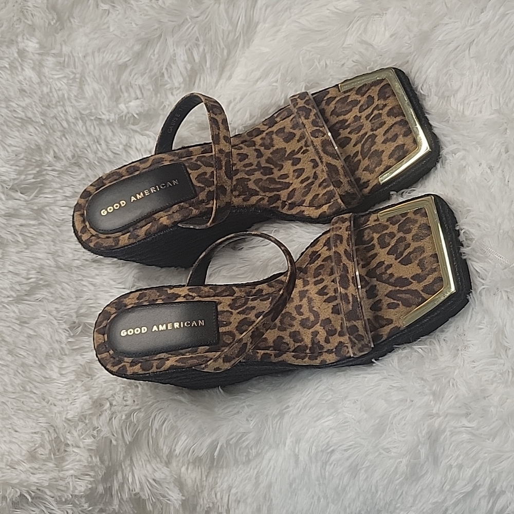 Good American leopard wedges size 11.5